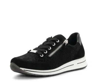 Ara Women Oleanna Zip Sneaker In Black/puntikid In Multi
