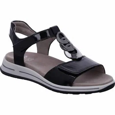 Ara Women's Osaka Sandal In Black Patent In Multi