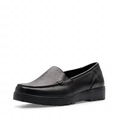 Ara Women's Round Toe Flat Moccasins In Black Leather