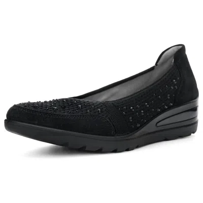 Ara Women's Zephyr Court Shoes In Black Woven Stretch