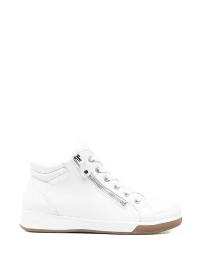Ara Zip Leather Sneakers In White