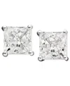 ARABELLA 14K WHITE GOLD EARRINGS, CUBIC ZIRCONIA PRINCESS CUT STUD EARRINGS (3-3/4 CT. T.W.)