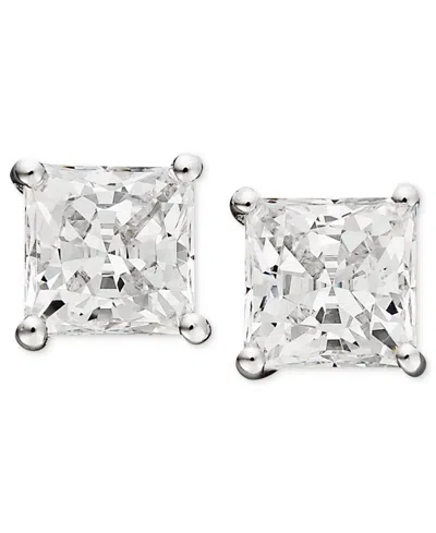 Arabella 14k White Gold Earrings, Cubic Zirconia Princess Cut Stud Earrings (3-3/4 Ct. T.w.)