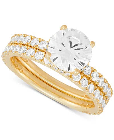 Arabella Cubic Zirconia Bridal Set In 14k Gold-plated Sterling Silver