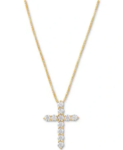 Arabella Cubic Zirconia Cross 18" Pendant Necklace In Gold Over Silver