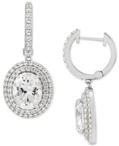 Arabella Cubic Zirconia Dangle Hoop Earrings In Sterling Silver