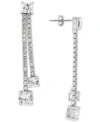 Arabella Cubic Zirconia Double Drop Earrings In Sterling Silver In Silver