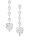 Arabella Cubic Zirconia Heart Dangle Drop Earrings In Sterling Silver In Sterling Silver