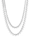 Arabella Cubic Zirconia Layered 17" Statement Necklace In Sterling Silver In Sterling Silver
