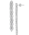 Arabella Cubic Zirconia Linear Drop Earrings In Sterling Silver In Silver