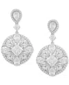 ARABELLA CUBIC ZIRCONIA MIXED CUT CIRCLE CLUSTER DROP EARRINGS IN STERLING SILVER