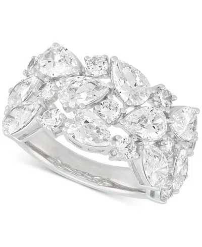 Arabella Cubic Zirconia Mixed Cut Cluster Statement Ring In Sterling Silver