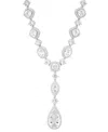 Arabella Cubic Zirconia Mixed Cut Teardrop 18" Lariat Necklace In Sterling Silver In Sterling Silver