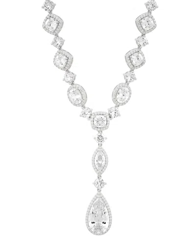 Arabella Cubic Zirconia Mixed Cut Teardrop 18" Lariat Necklace In Sterling Silver