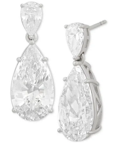 Arabella Cubic Zirconia Pear Drop Earrings In Sterling Silver