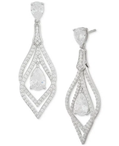 Arabella Cubic Zirconia Pear Orbital Drop Earrings In Sterling Silver