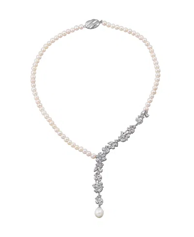 Arabella Cultured Freshwater Pearl (11x 9mm) And White Cubic Zirconia (13-3/8 Ct. T.w.) Necklace In Sterling  In Neutral