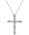 Arabella Sterling Silver White Cubic Zirconia Cross Pendant Necklace (1-1/2 Ct. T.w.) In Sterling Silver