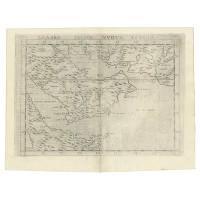 Pre-owned Arabia 16th Century Map Of Saudi , The Persian Gulf And Red Sea, Ca. 1574