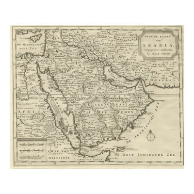 Pre-owned Arabia 18th Century Map Of  – Tirion, Amsterdam C.1730 In Sand