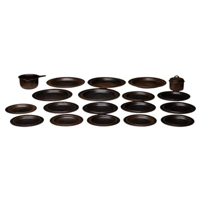 Pre-owned Arabia 19-piece  Ruska Set – 1970s Finnish Earth & Fire In Black