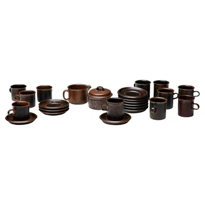 Pre-owned Arabia 24-piece  Ruska Set – 1970s Finnish Earth & Fire In Black