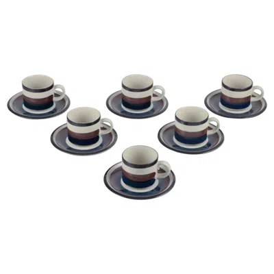 Pre-owned Arabia Anja Jaatinen-winquist For . Six "kaira" Coffee Cups With Saucers. In Gray
