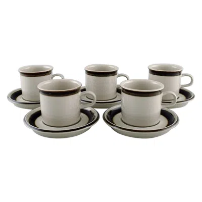 Pre-owned Arabia Anja Jaatinen-winqvist For , Five Karelia Coffee Cups With Saucers In Gray