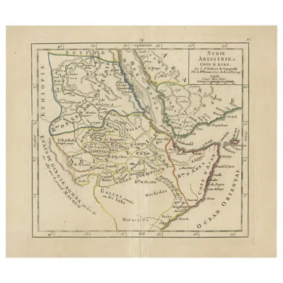 Pre-owned Arabia Antique Map Of Abyssinia, Sudan And The Red Sea,  And Egypt South, 1749