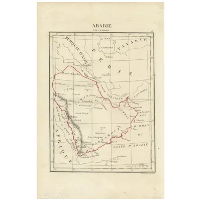 Pre-owned Arabia Antique Map Of  By Tardieu '1843' In White