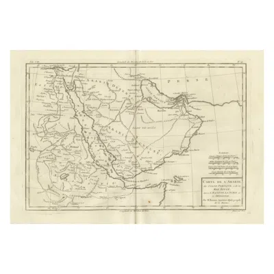 Pre-owned Arabia Antique Map Of , Red Sea & Persian Gulf By Rigobert Bonne, 1780