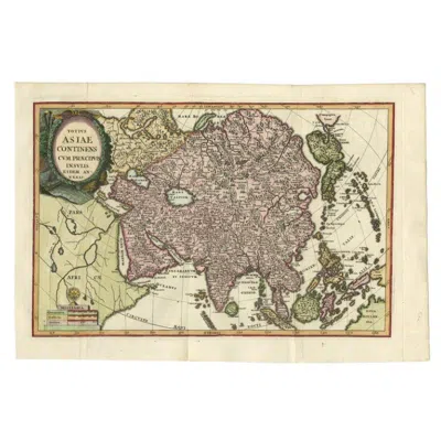 Pre-owned Arabia Antique Map Of Continental Asia, With Japan, , India, Russia, Etc C.1702 In Sand