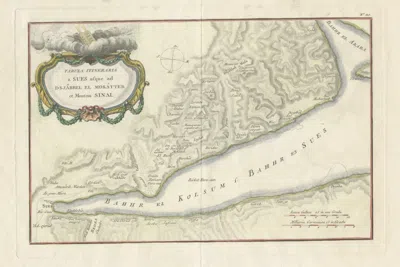 Pre-owned Arabia Antique Map Of Sinai And Gulf Of Suez By Niebuhr, , C.1774 In Sand
