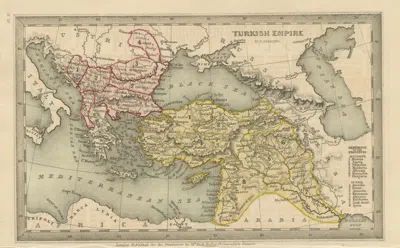 Pre-owned Arabia Antique Ottoman Empire Miniature Map, Turkey Balkans , Starling, 1833 In Sand