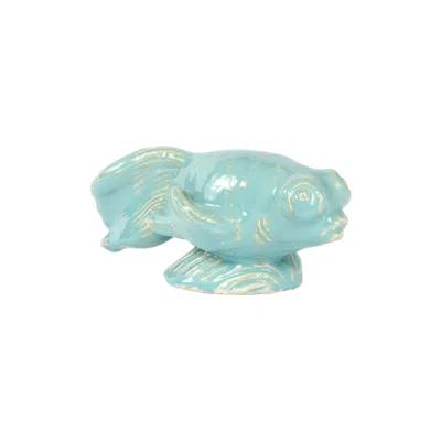 Pre-owned Arabia Betta Fish Sculpture By Michael Schilkin For  In Blue