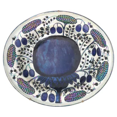 Pre-owned Arabia Birger Kaipiainen, Very Large Ceramic Plate, Plums And Berries,  1970s In Gray
