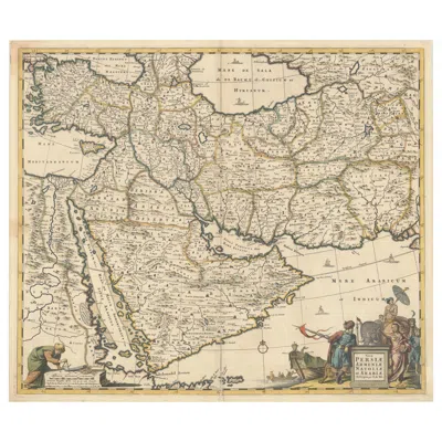 Pre-owned Arabia Circa 1691 Frederick De Wit Map: Middle East With , Persia & More In Sand