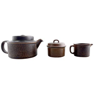 Pre-owned Arabia Complete 10 P.  Ruska Stoneware Tea Service, Finnish Design, 1960-1970s In Black