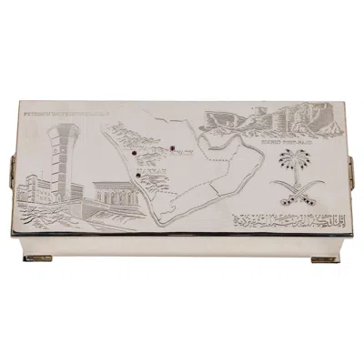 Pre-owned Arabia Elizabeth Ii Sterling Silver And Ruby Humidor Box Made For Saudi