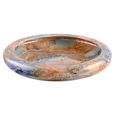 Pre-owned Arabia , Finland, Art Deco Bowl In Glazed Faience, Beautiful Marbled Glaze, 1920s In Brown