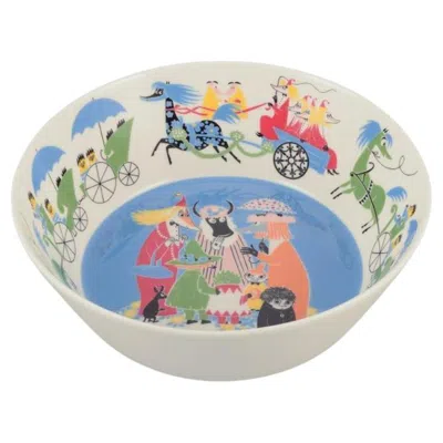 Pre-owned Arabia , Finland. Large Porcelain Bowl. Featuring Illustrations From The Moomins. In Gray