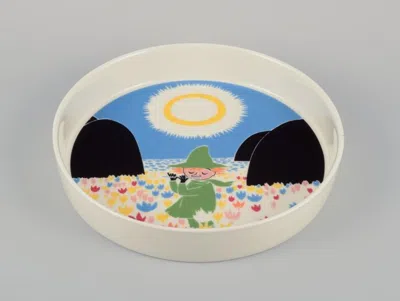 Pre-owned Arabia , Finland. Large Porcelain Tray. Featuring Illustrations From The Moomins. In Gray