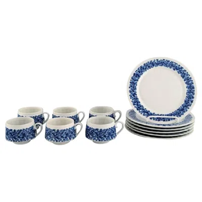 Pre-owned Arabia , Finland, Retro Doria Porcelain Coffee Service With Floral Decoration In Gray