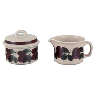 Pre-owned Arabia , Finland, Retro "raija" Sugar Bowl And Creamer. 1970s. In Gray