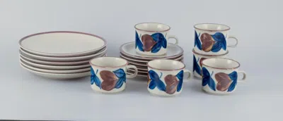 Pre-owned Arabia , Finland, Six-person Retro Coffee Set In Stoneware. 1970s In Gray