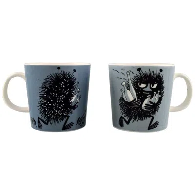 Pre-owned Arabia Finland Two Cups In Porcelain With Motifs From "moomin" Late 20th Century In Black