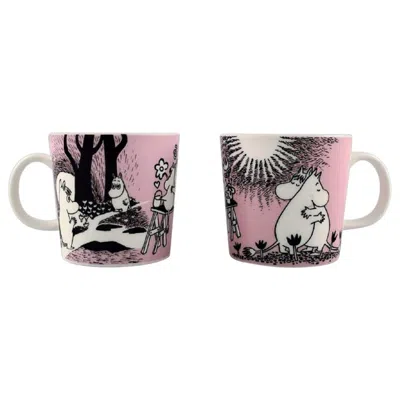 Pre-owned Arabia Finland Two Cups In Porcelain With Motifs From "moomin" Late 20th Century In Gray