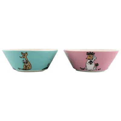 Pre-owned Arabia , Finland, Two Porcelain Bowls With Motifs From "moomin" In Gray