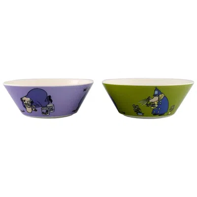 Pre-owned Arabia , Finland, Two Porcelain Bowls With Motifs From "moomin" Late 20th Centuey In Gray