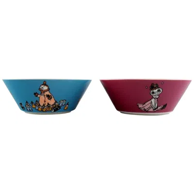 Pre-owned Arabia , Finland, Two Porcelain Bowls With Motifs From "moomin" Late 20th Century In Black